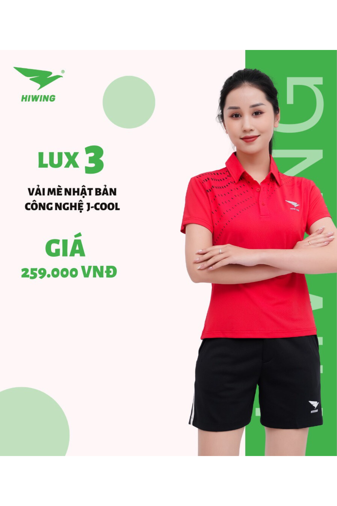 Áo cầu lông Nữ Hiwing Luxury 3 chính hãng - Màu Đỏ