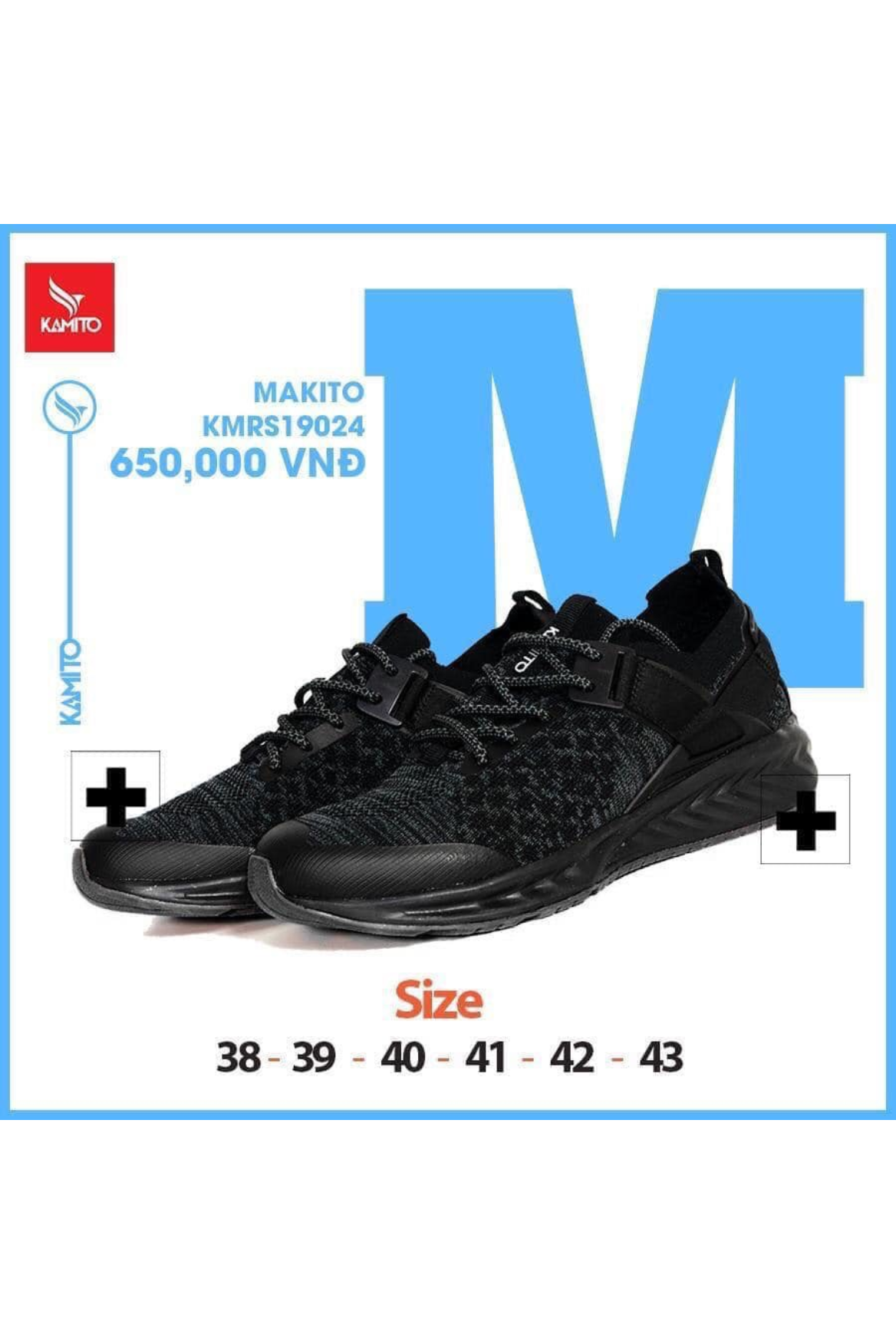 Giày chạy bộ Kamito KMRS 19024 chính hãng màu đen