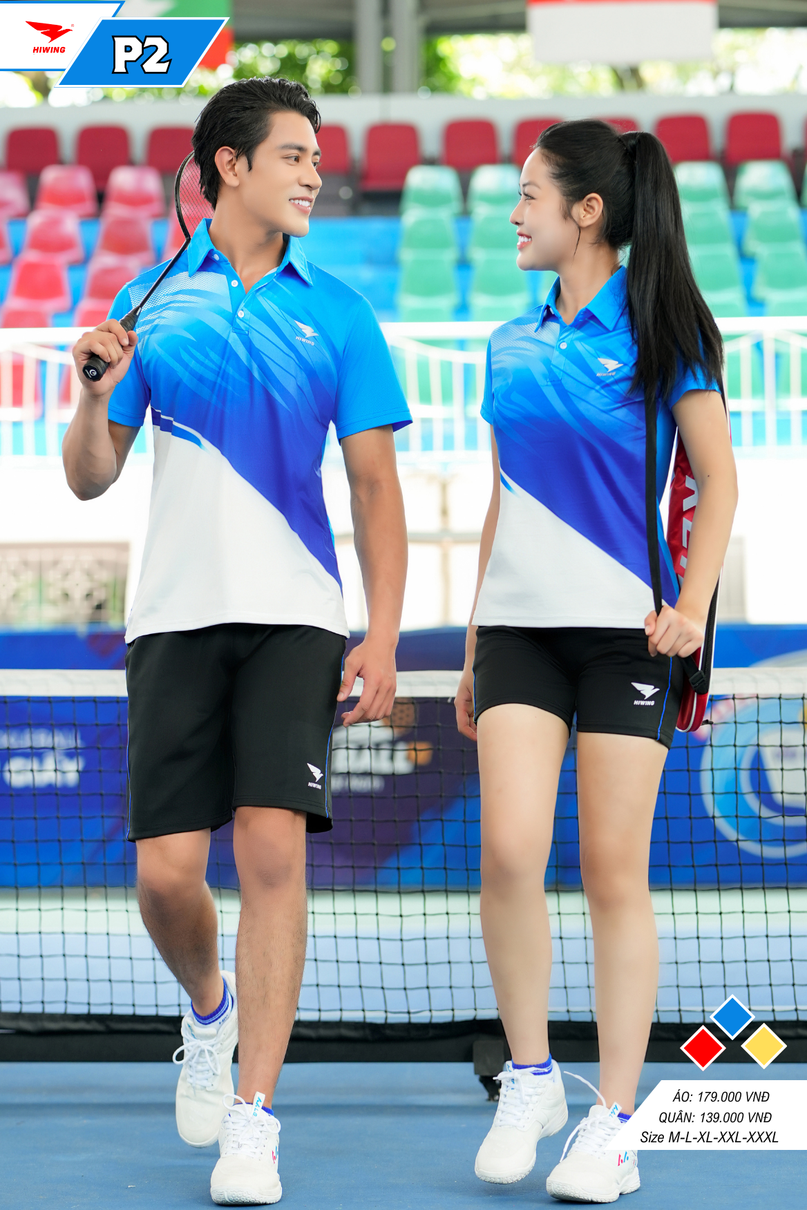 Áo cầu lông Pickleball tenis Nữ Hiwing P2 Màu Xanh