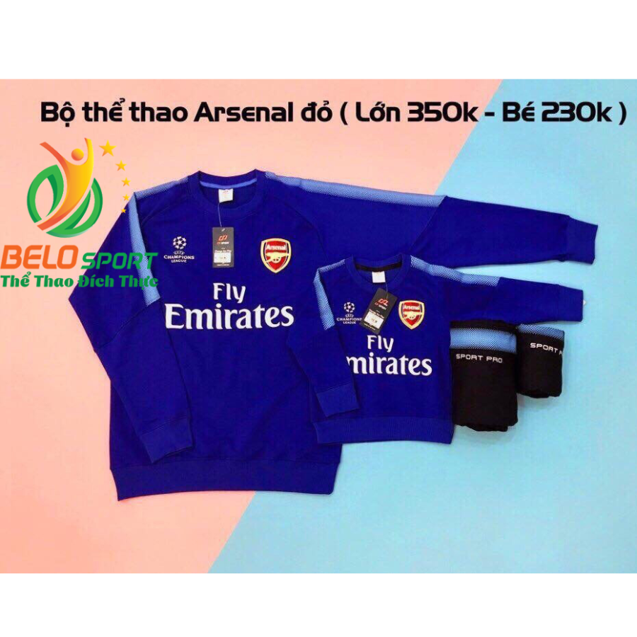 Bộ nỉ thể thao Arsenal mùa đông màu xanh dương 2018