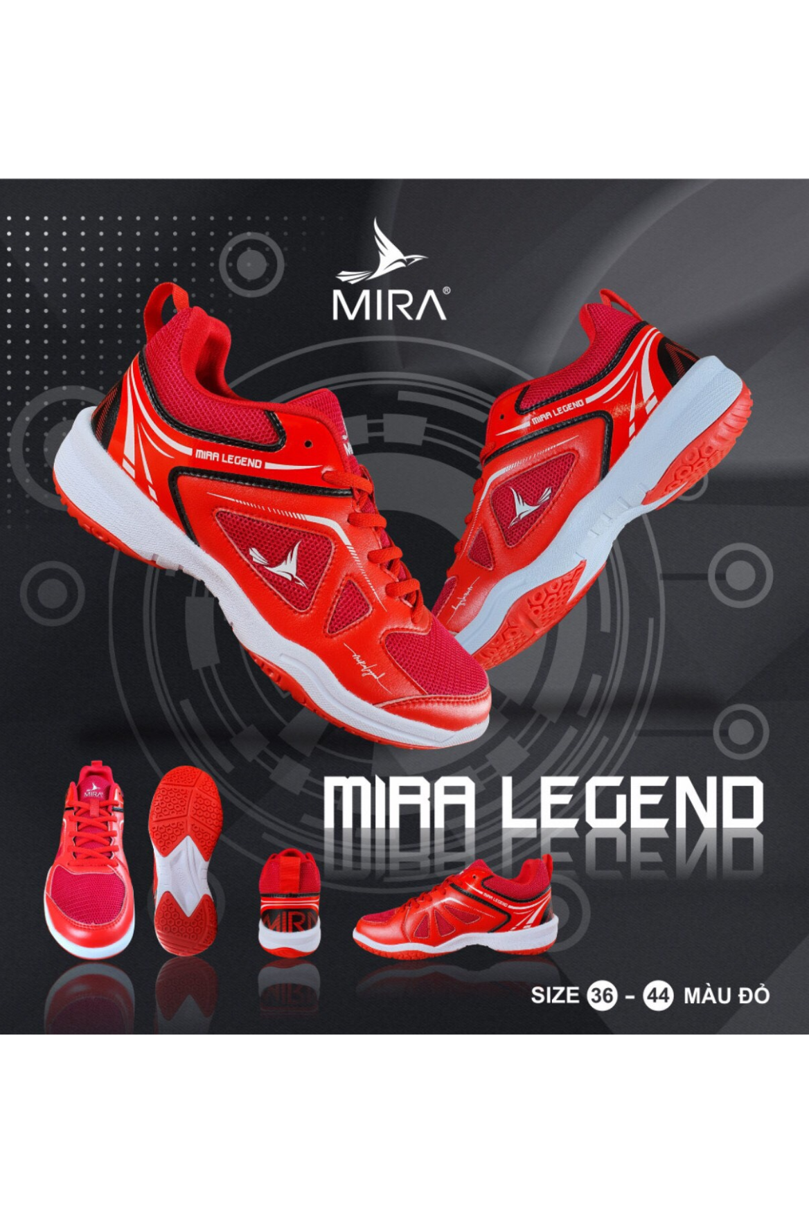 Giày bóng chuyền cầu lông cao cấp Chính Hãng Mira legend màu đỏ