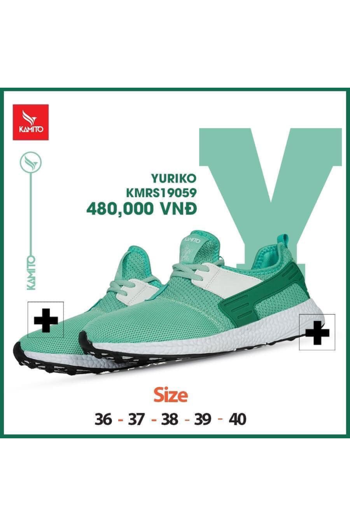 Giày chạy bộ Kamito Yuriko KMRS 19059 chính hãng màu xanh lục