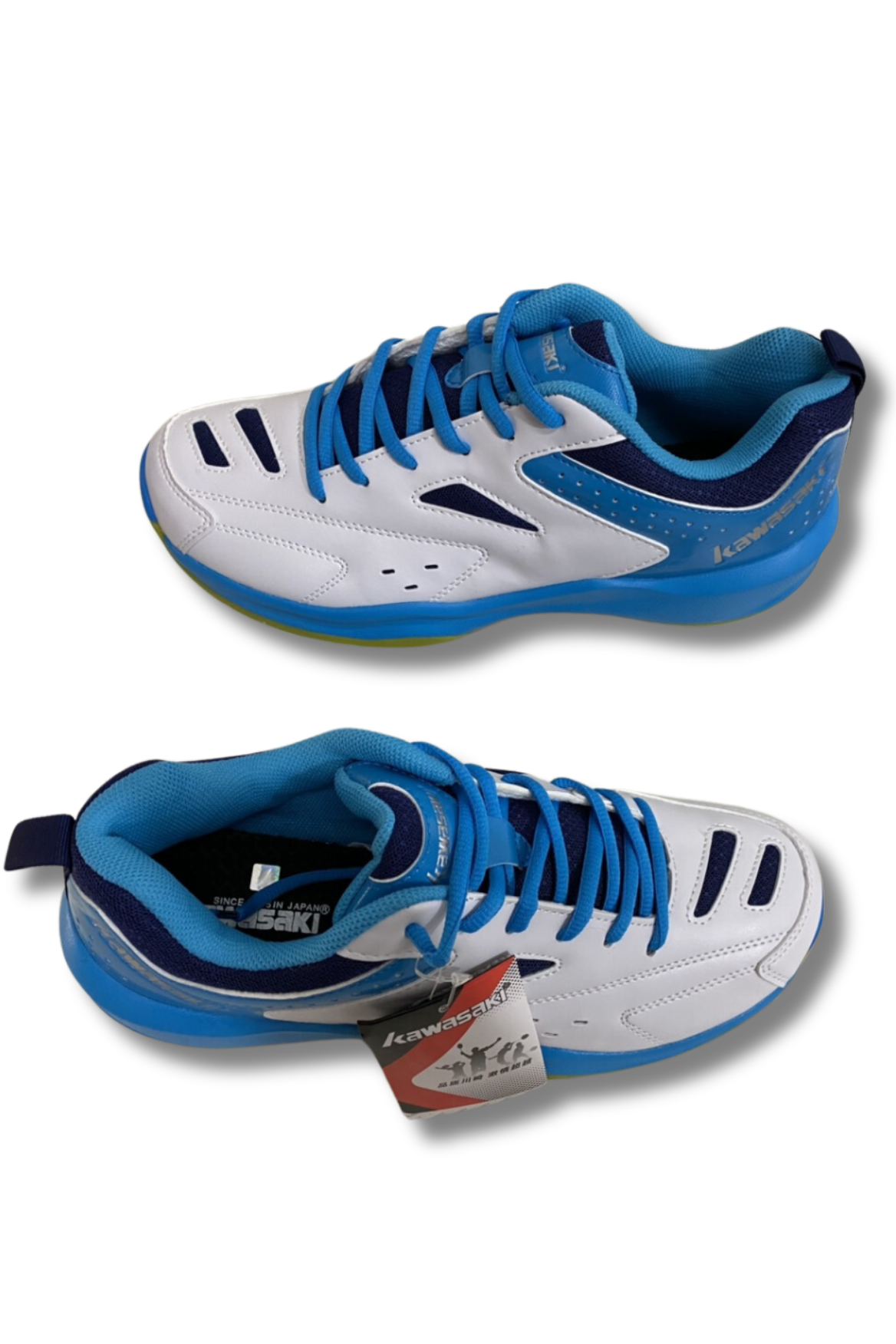 Giày cầu lông, bóng chuyền Kawasaki nam nữ [ Full Box] chính hãng mã K088 màu Trắng Xanh