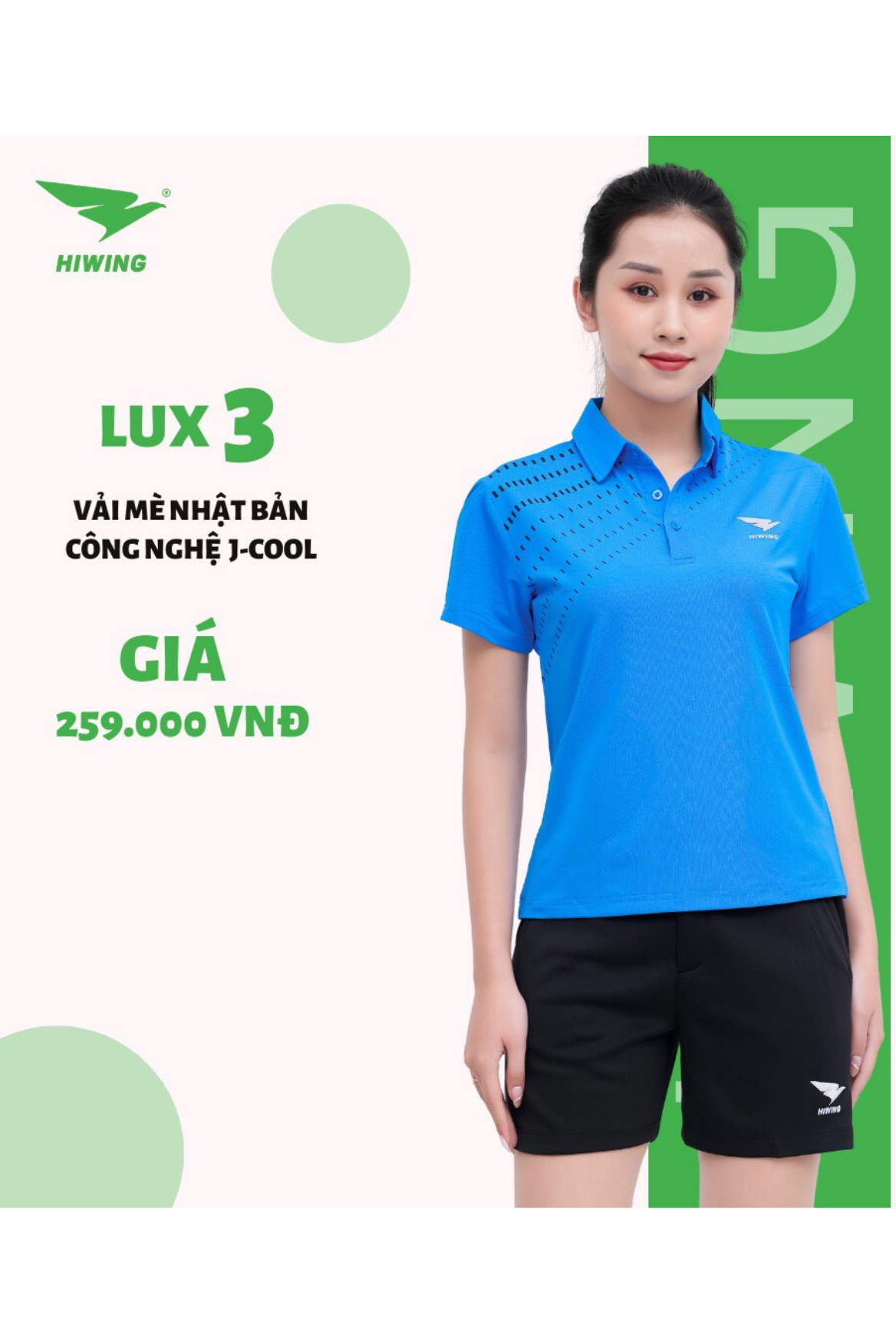 Áo cầu lông Nữ Hiwing Luxury 3 chính hãng - Màu Xanh