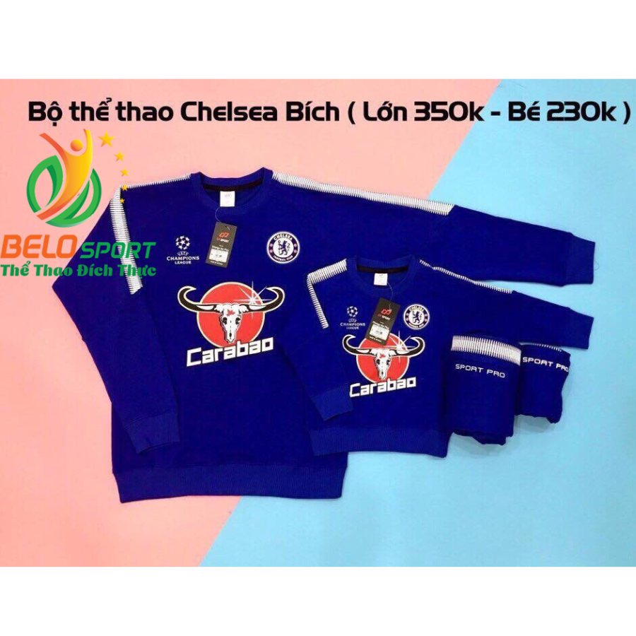 Bộ nỉ thể thao Cheseal  mùa đông màu xanh 2018