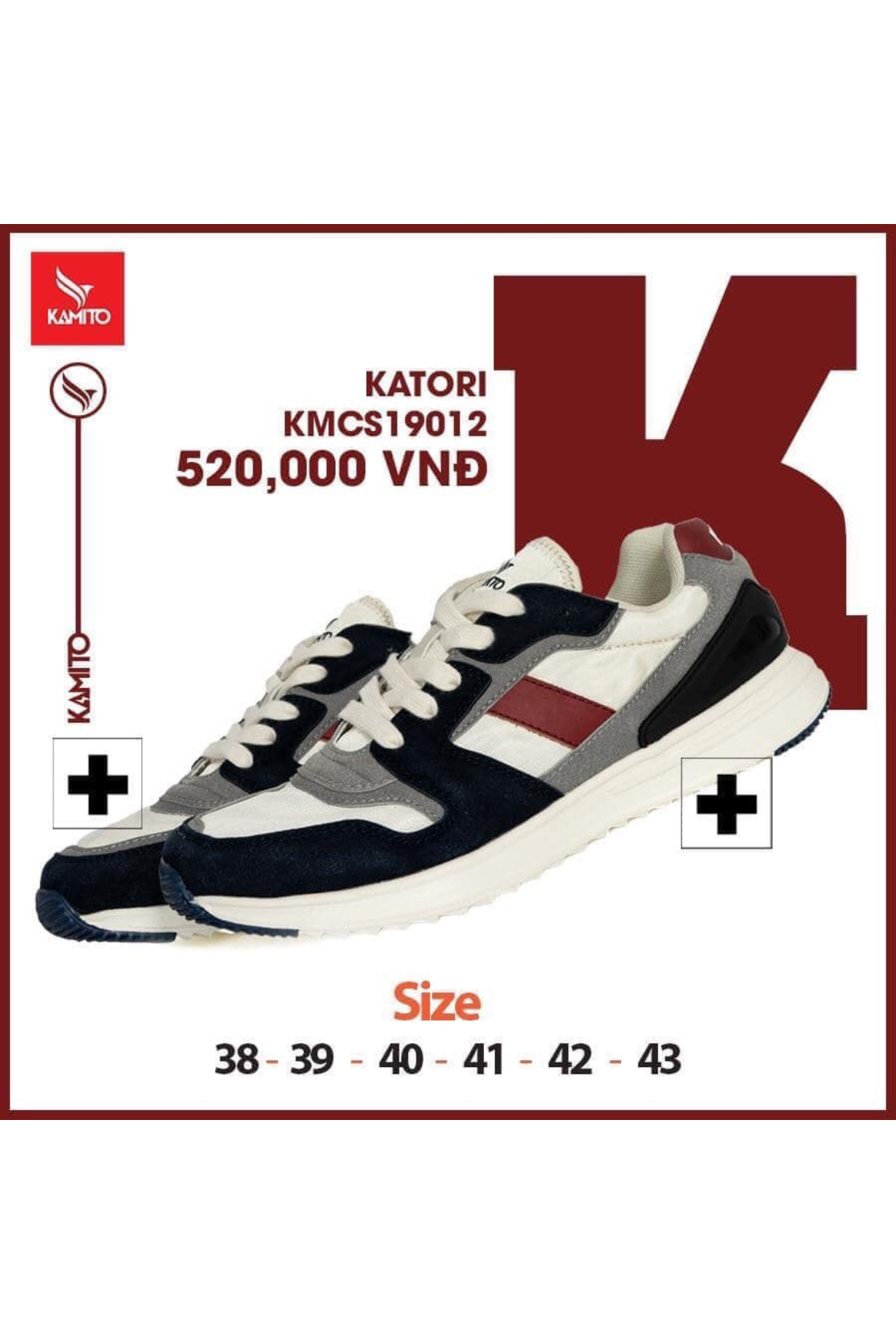 Giày chạy bộ Kamito Katori KMRS 19012 chính hãng màu đen