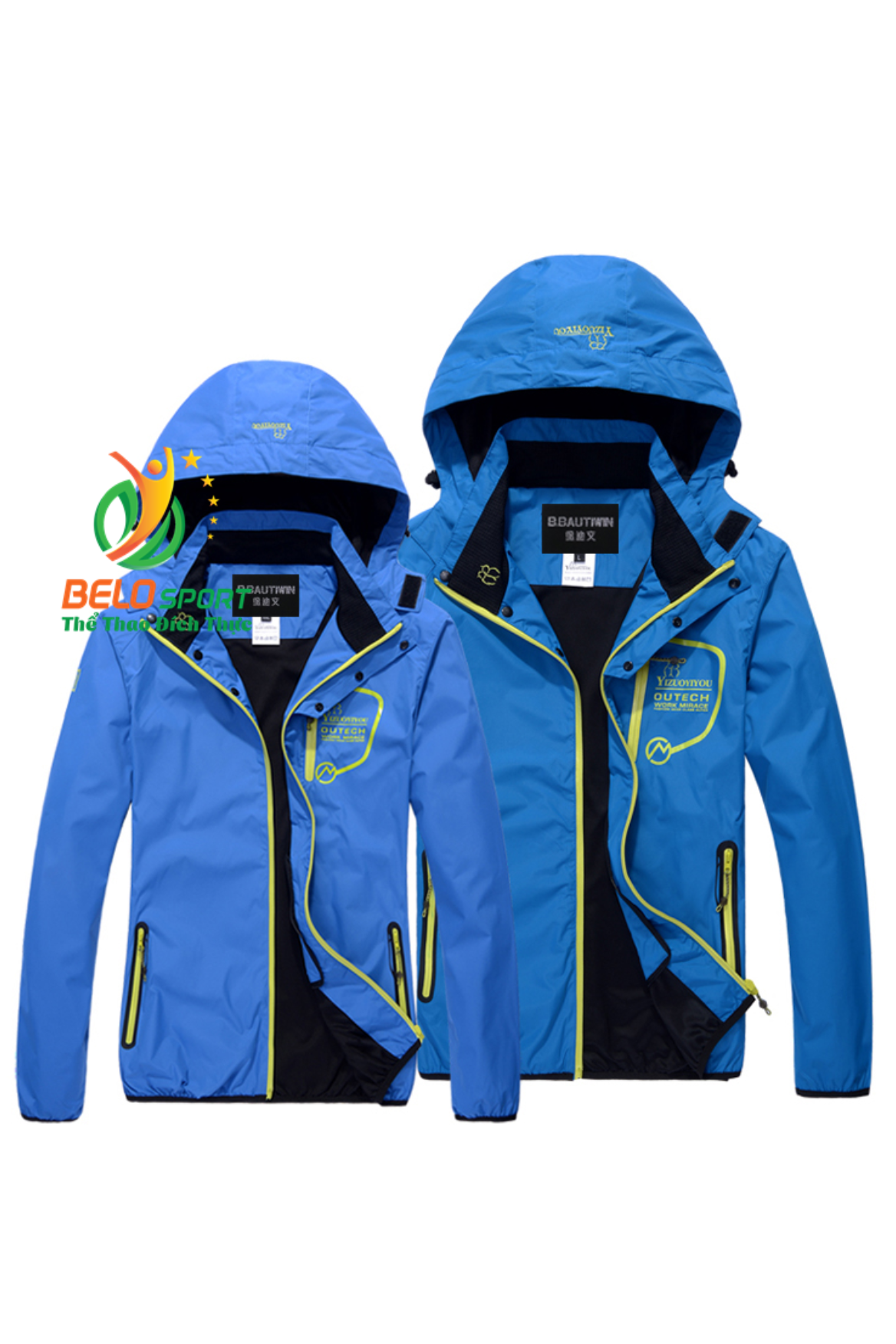 Áo khoác gió 2 lớp cao cấp màu xanh biển 2017