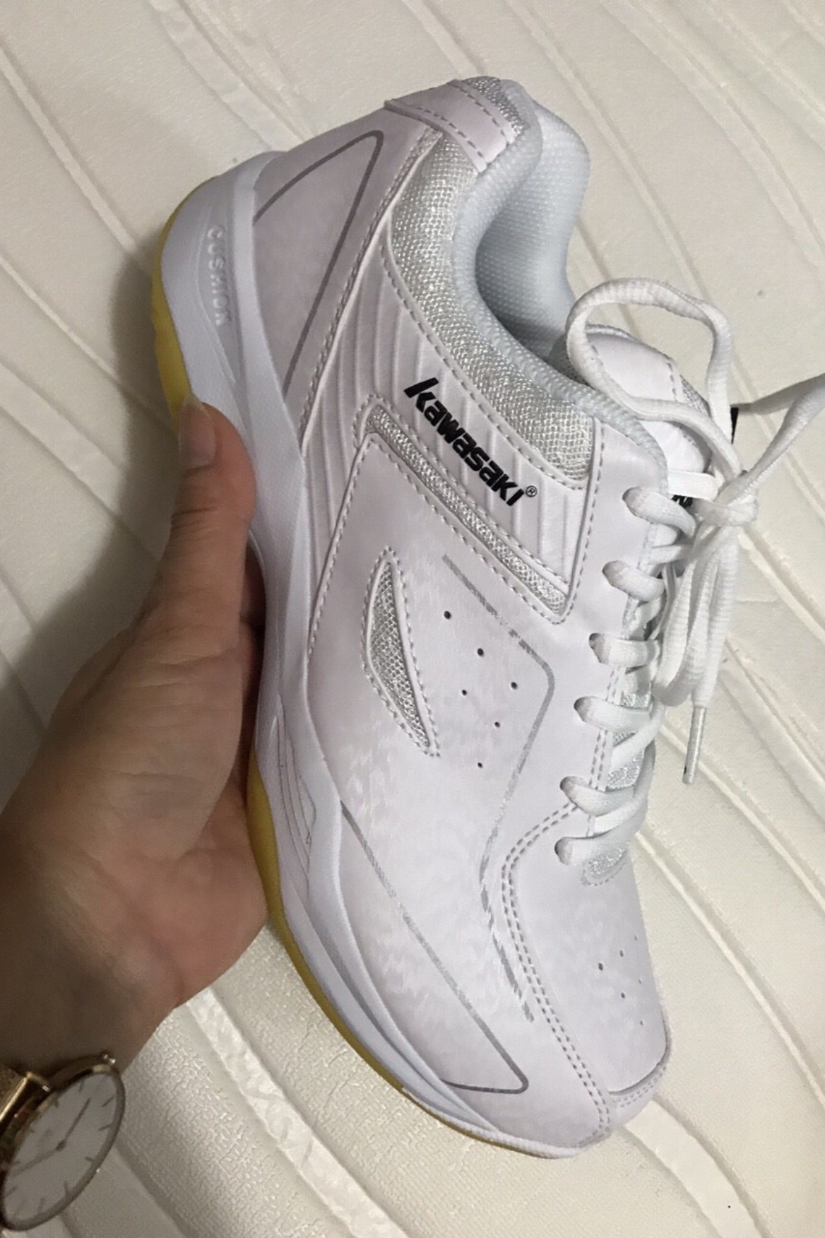 Giày bóng chuyền, cầu lông Kawasaki K076 chính hãng màu trắng