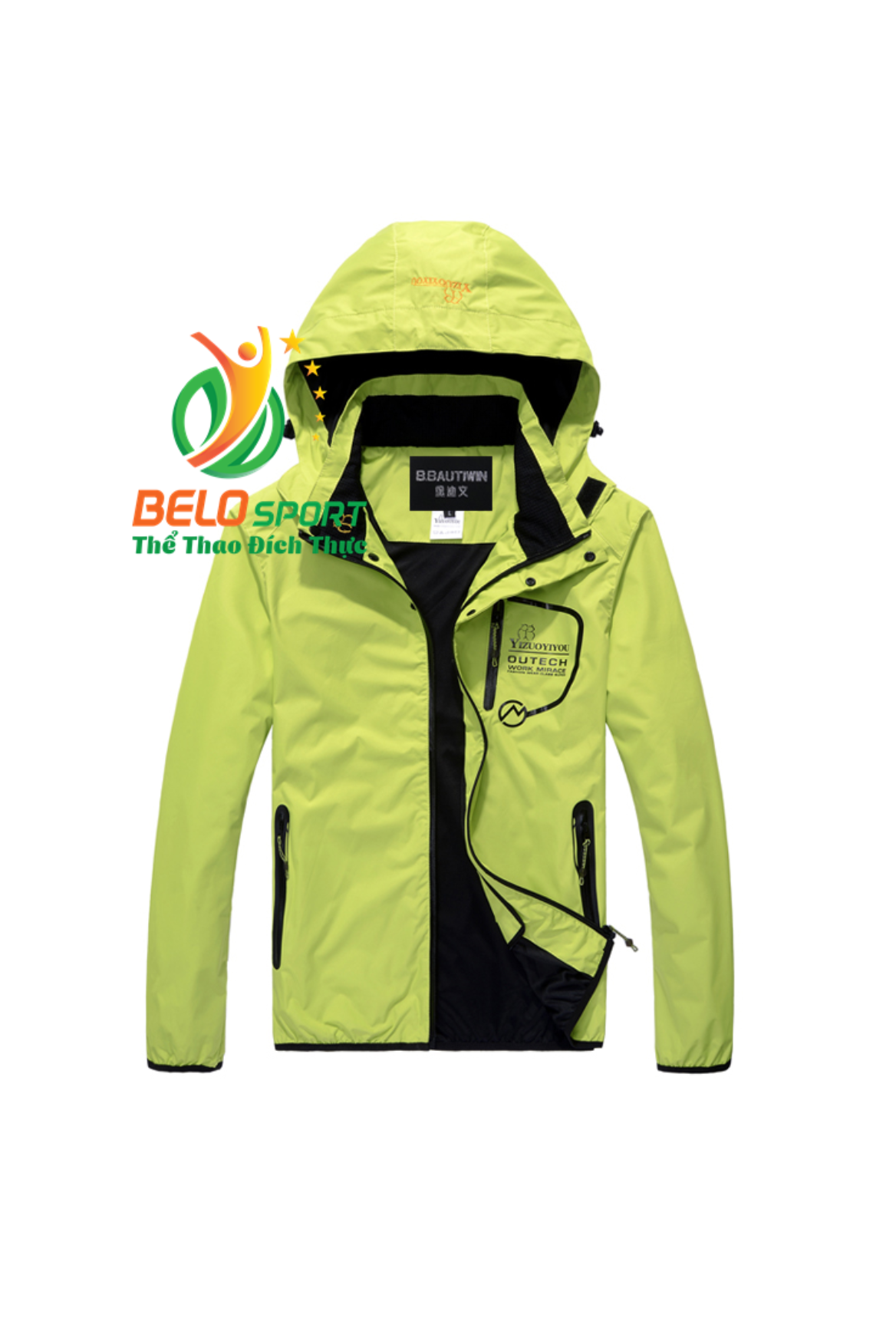 Áo khoác gió 2 lớp cao cấp màu xanh chuối 2017