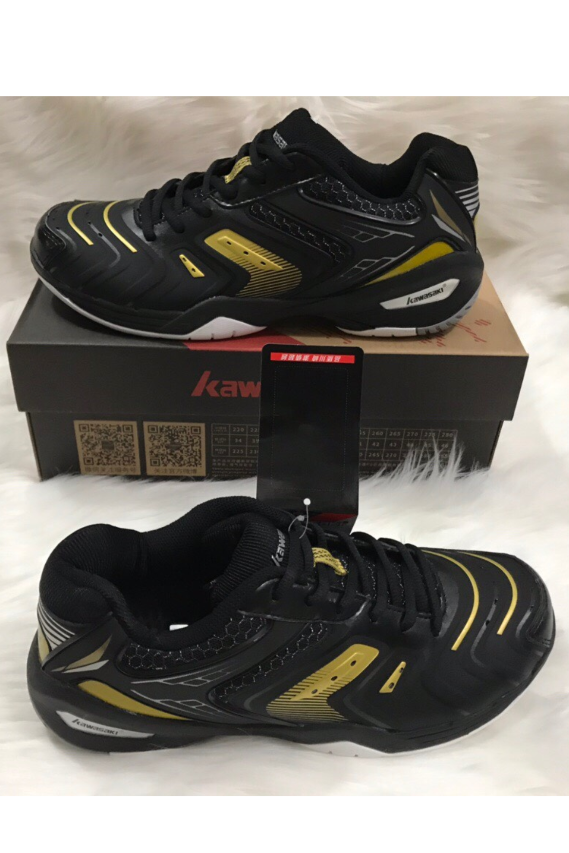 Giày bóng chuyền, cầu lông Kawasaki K522 chính hãng màu đen vàng