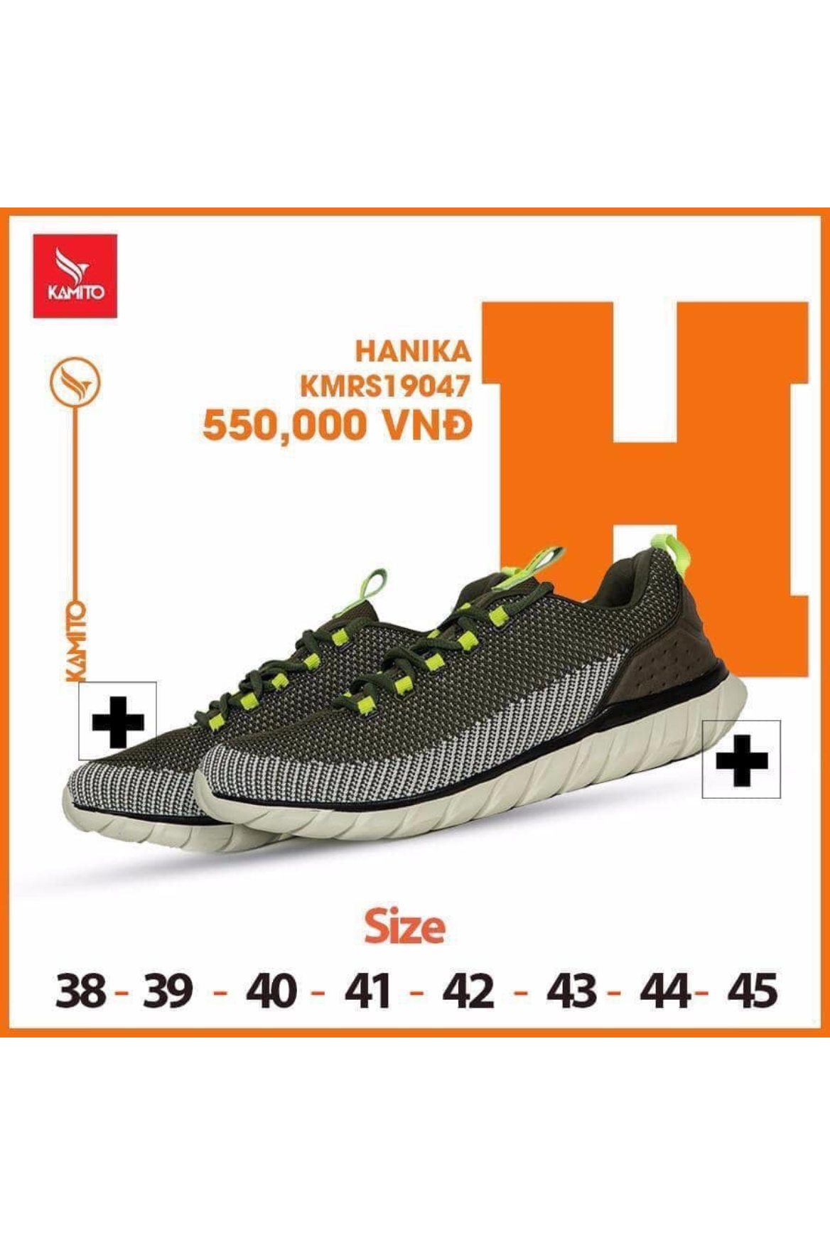 Giày chạy bộ Kamito Hanika KMRS 19047 chính hãng màu xanh lục