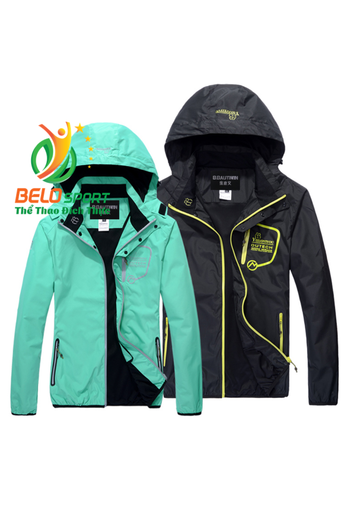 Áo khoác gió 2 lớp cao cấp màu xanh ngọc 2017