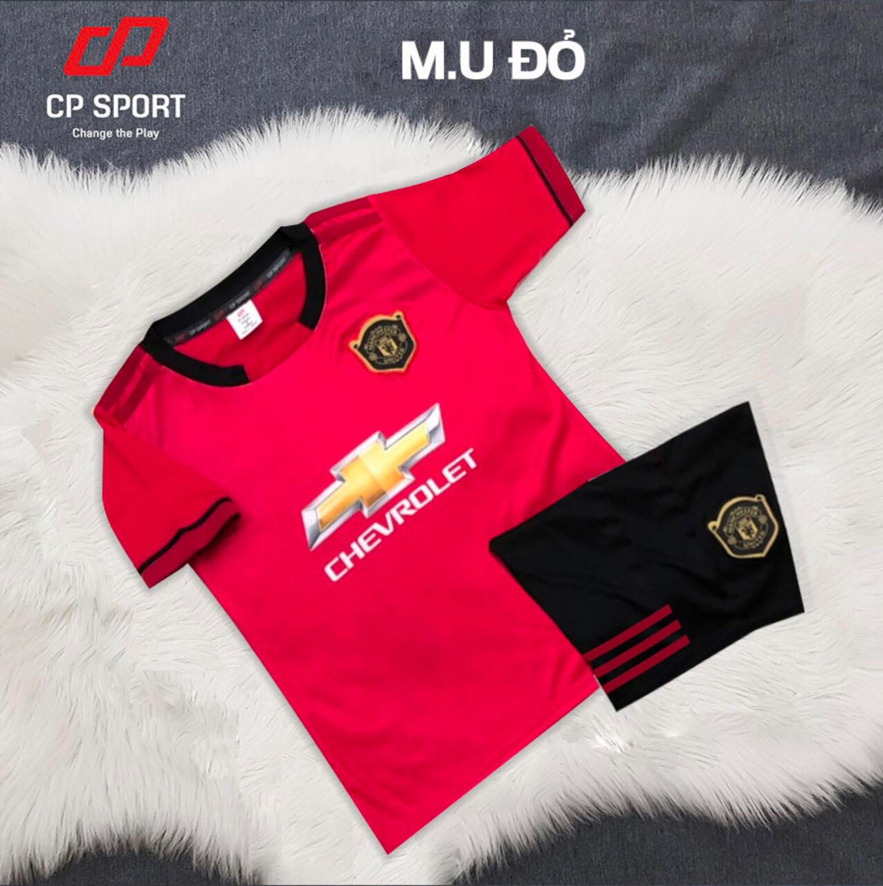 Áo bóng đá trẻ em CP CLB MU màu đỏ năm 2020