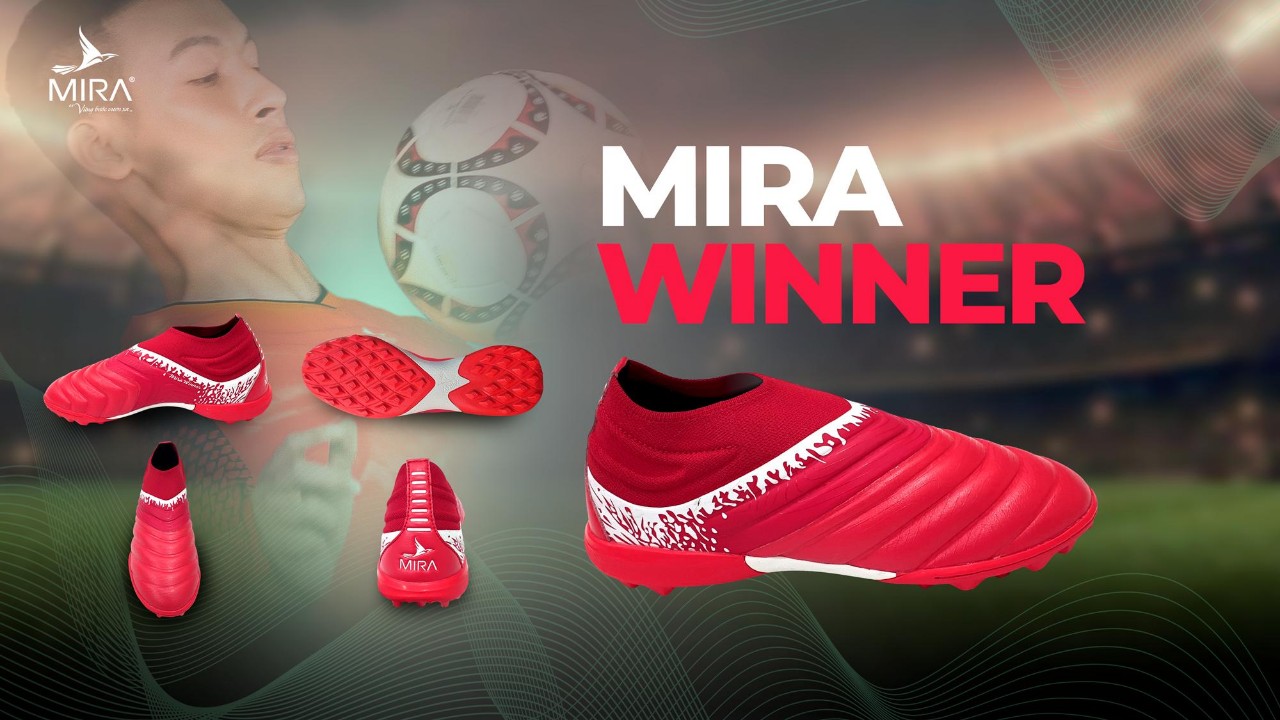 Giày bóng đá Mira WINNER không đây, cổ chun màu  Đỏ
