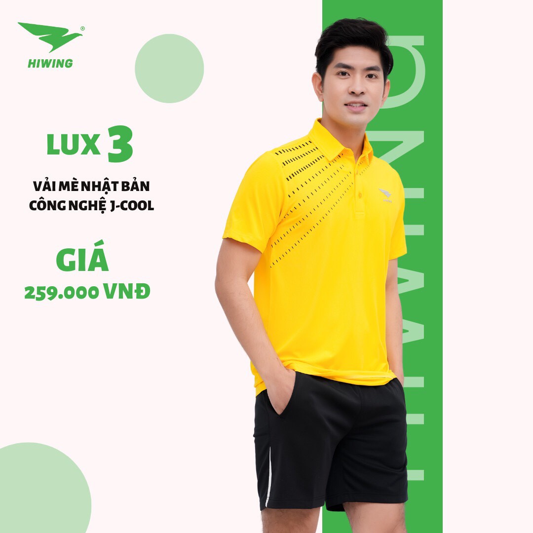 Áo cầu lông Nam Hiwing Luxury 3 chính hãng - Màu Vàng