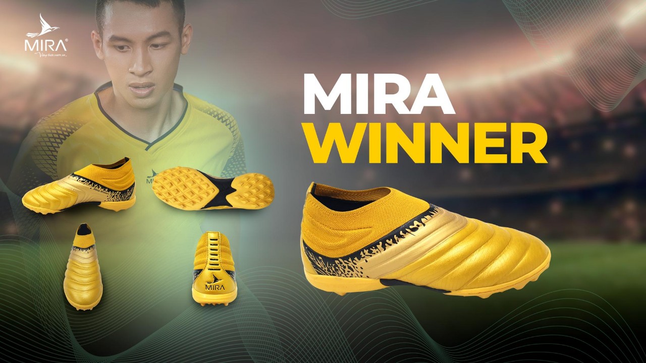 Giày bóng đá Mira WINNER không đây, cổ chun màu Vàng