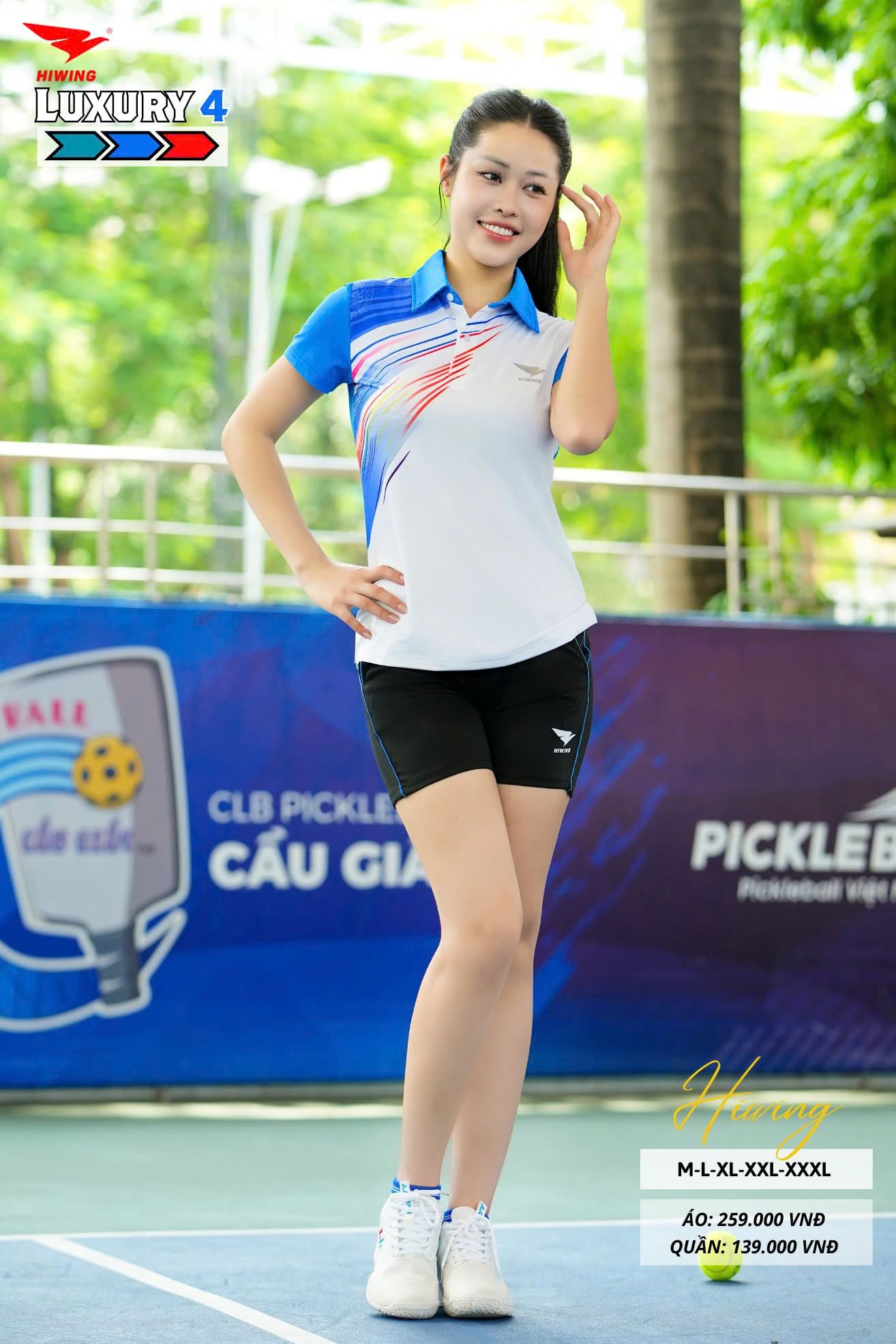 Áo bóng chuyền cầu lông pickleball nữ HIWING LUX 4 màu xanh