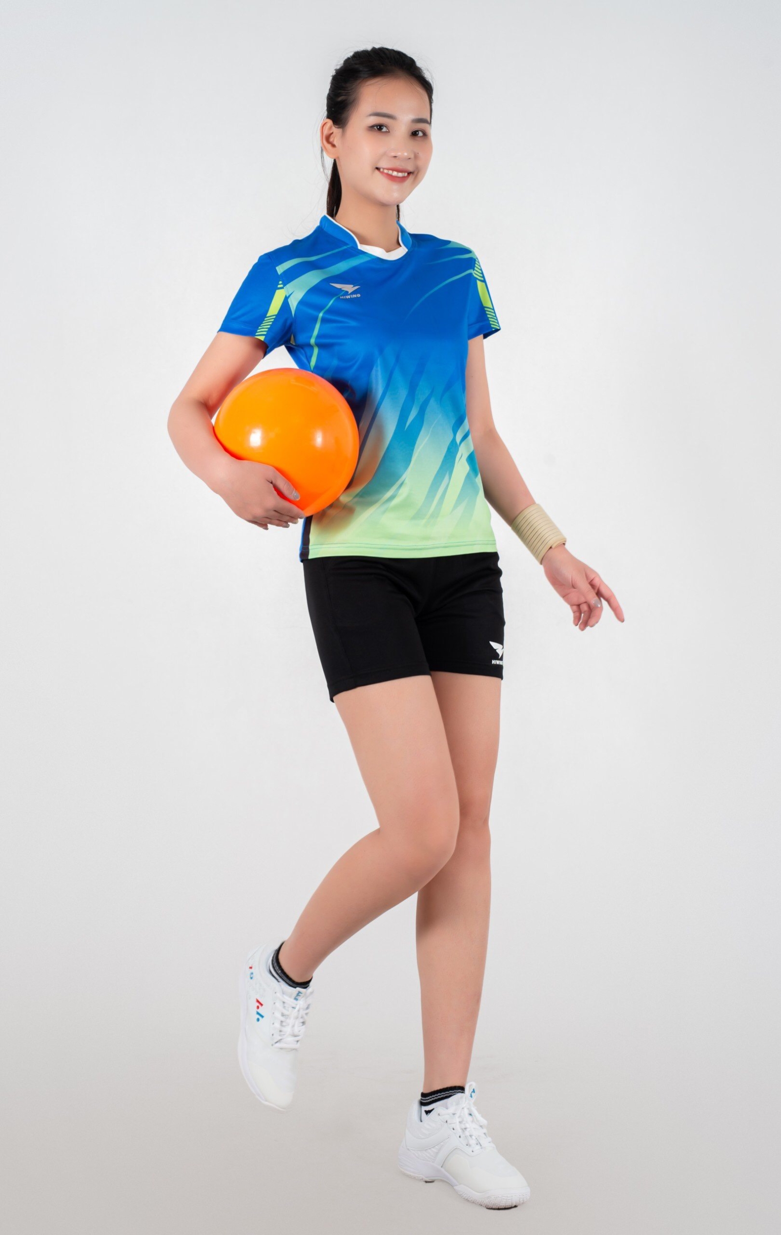 Áo cầu lông & bóng chuyền Nữ Hiwing Super 1 màu Xanh Da