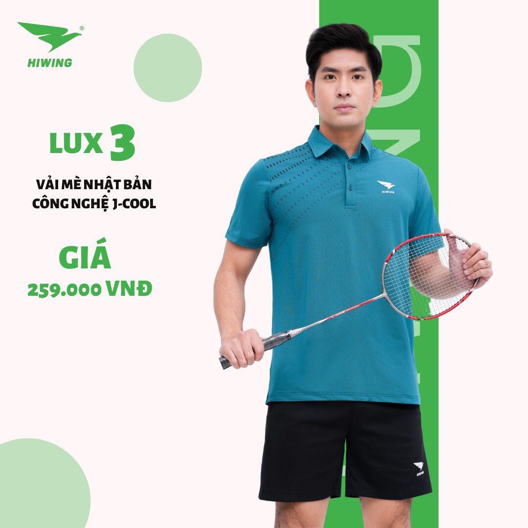 Áo cầu lông Nam Hiwing Luxury 3 chính hãng - Màu Xanh lý
