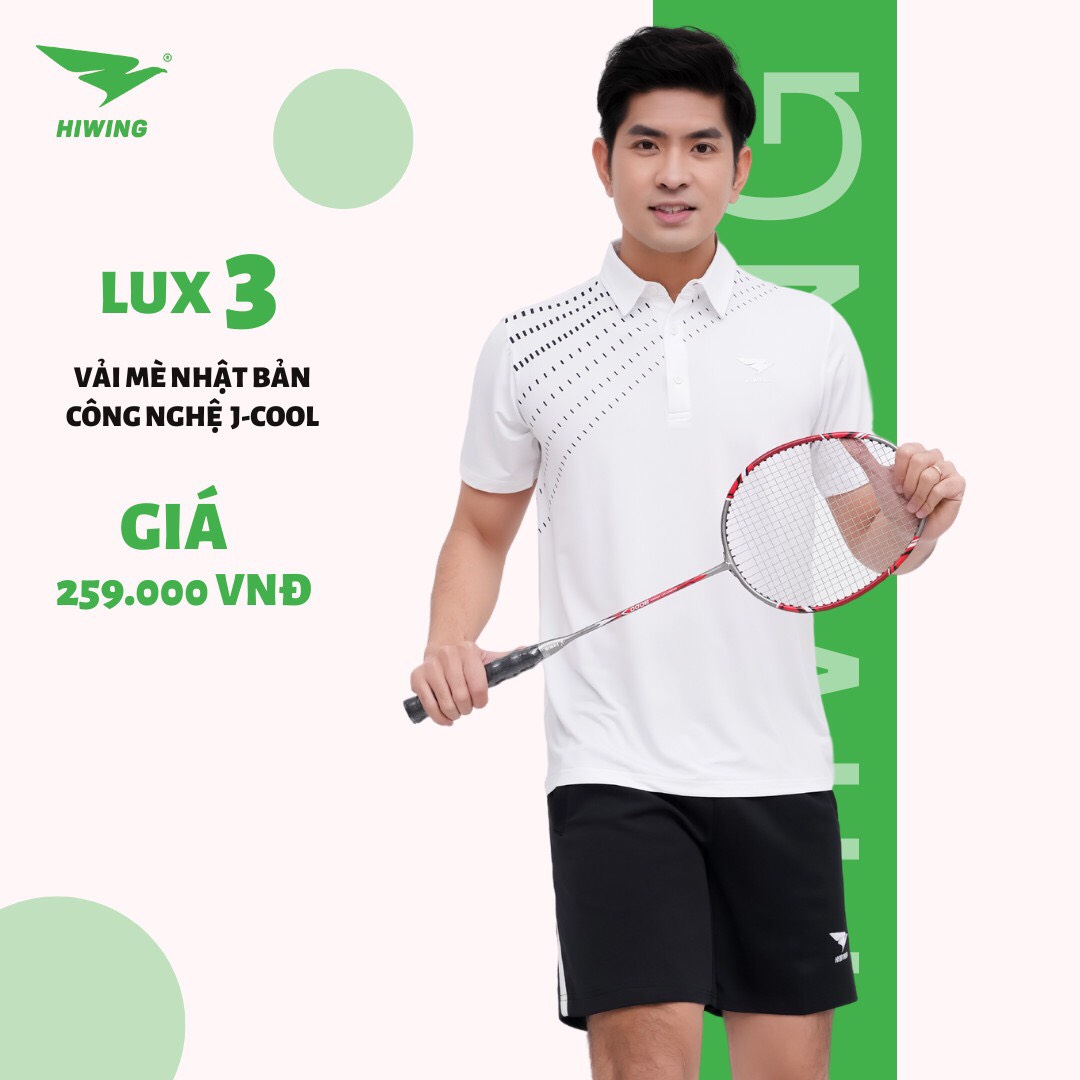 Áo cầu lông Nam Hiwing Luxury 3 chính hãng - Màu Trắng