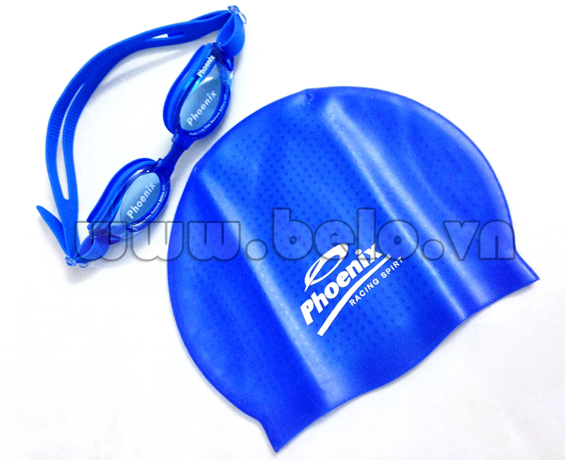 Mũ bơi chính hãng phoenix màu xanh MB12
