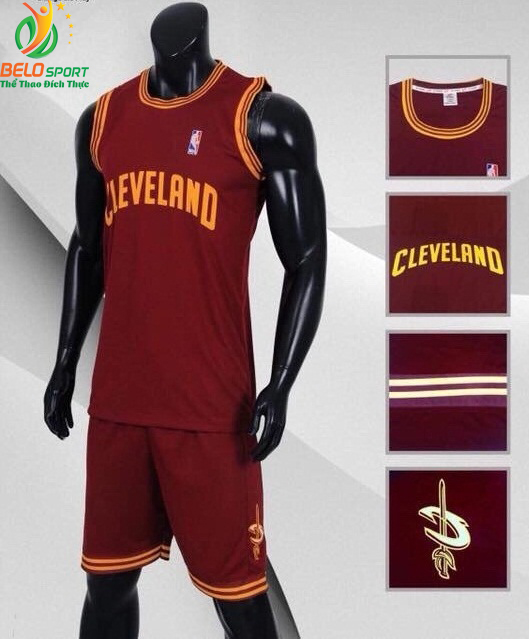 Bộ Quần Áo Bóng Rổ Cleveland màu đỏ