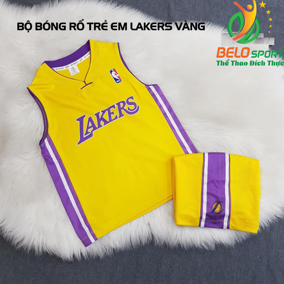Áo bóng rổ trẻ em CLB Lakers vàng giải NBA nhà nghề