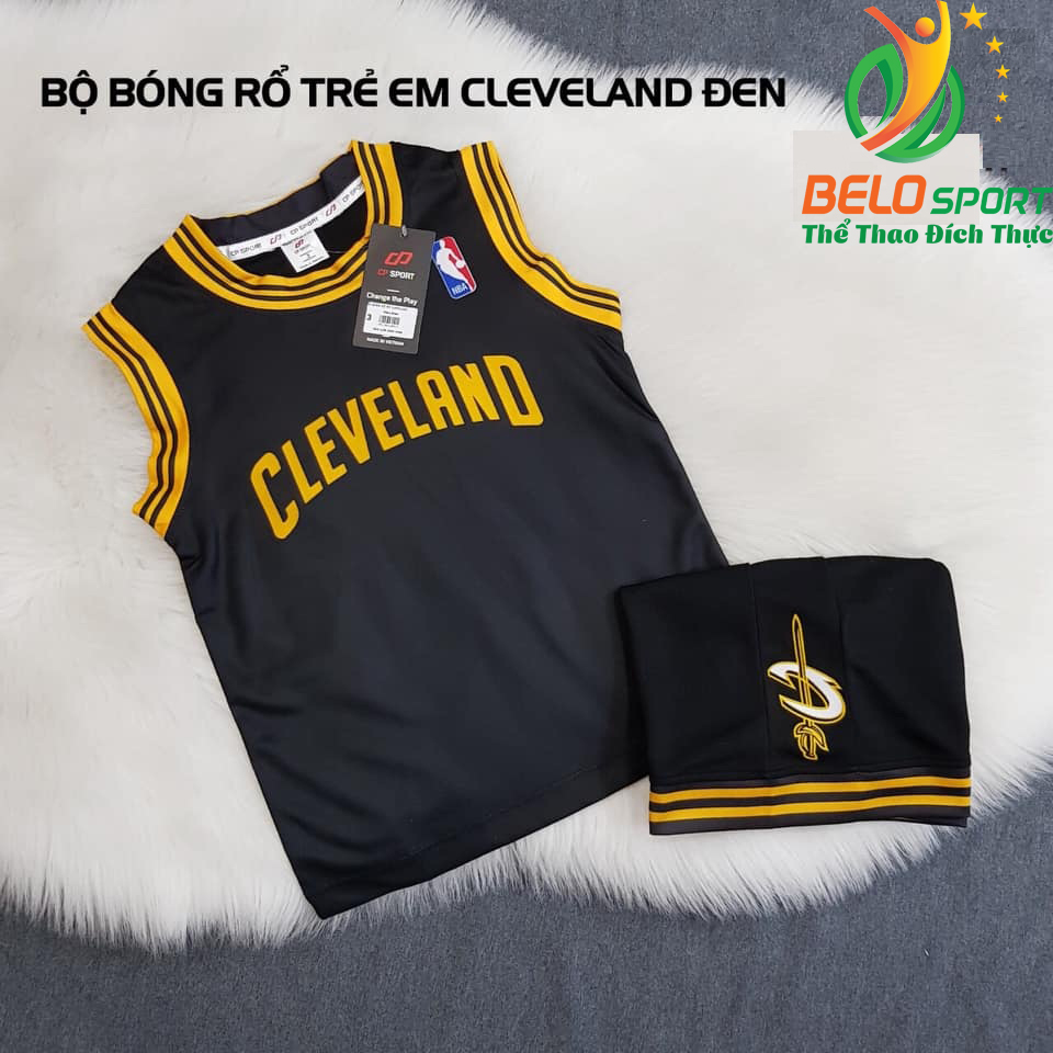 Áo bóng rổ trẻ em CLB Cleverland đen giải NBA nhà nghề