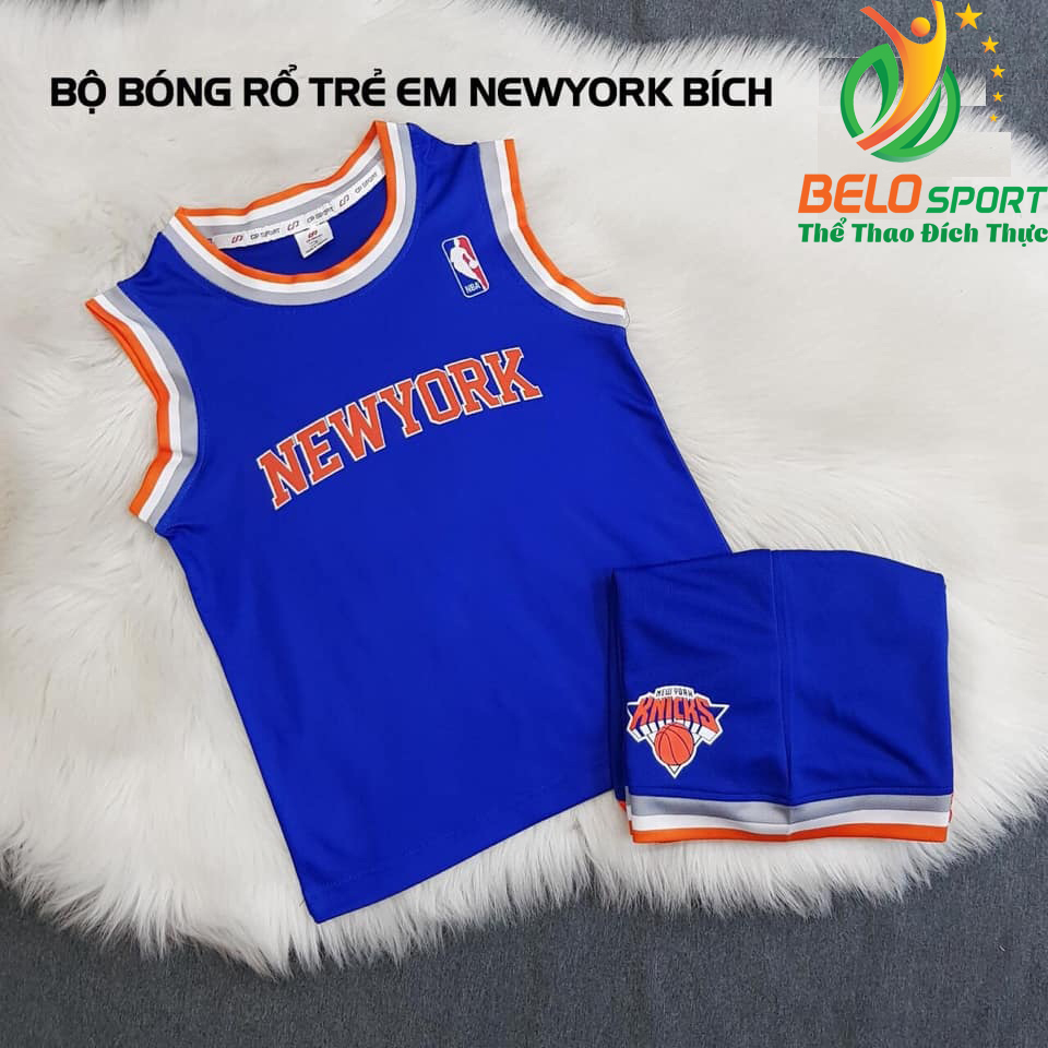 Áo bóng rổ trẻ em CLB New York xanh biển giải NBA nhà nghề