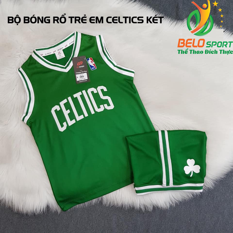 Áo bóng rổ trẻ em CLB Celtics xanh lá giải NBA nhà nghề