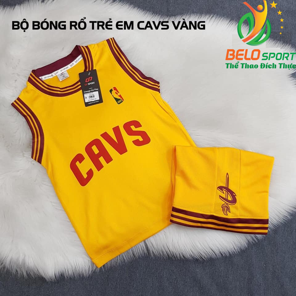 Áo bóng rổ trẻ em CLB CAVS màu vàng giải NBA nhà nghề