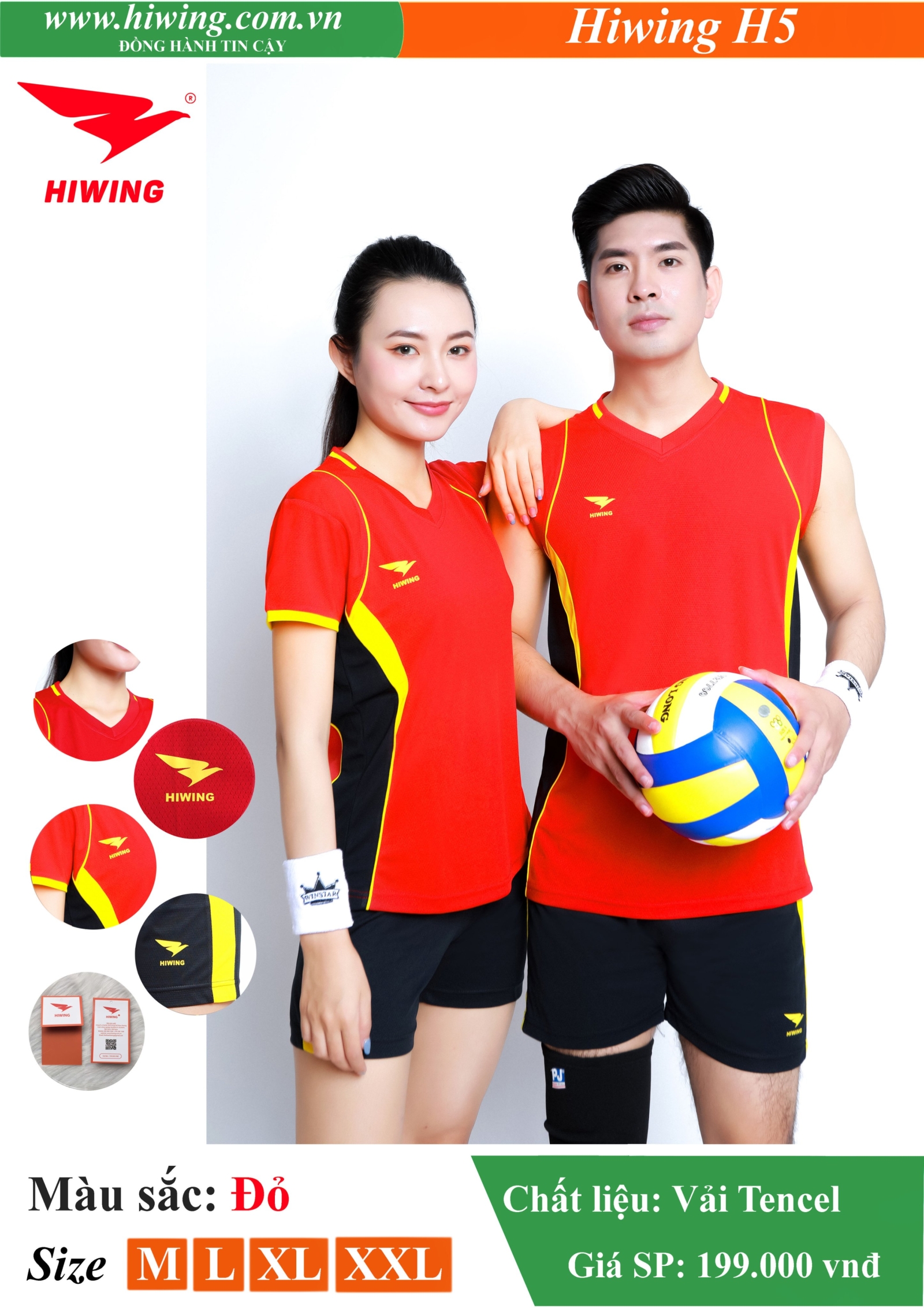 Áo bóng chuyền Nam Hiwing FIVE - H5 màu Đỏ