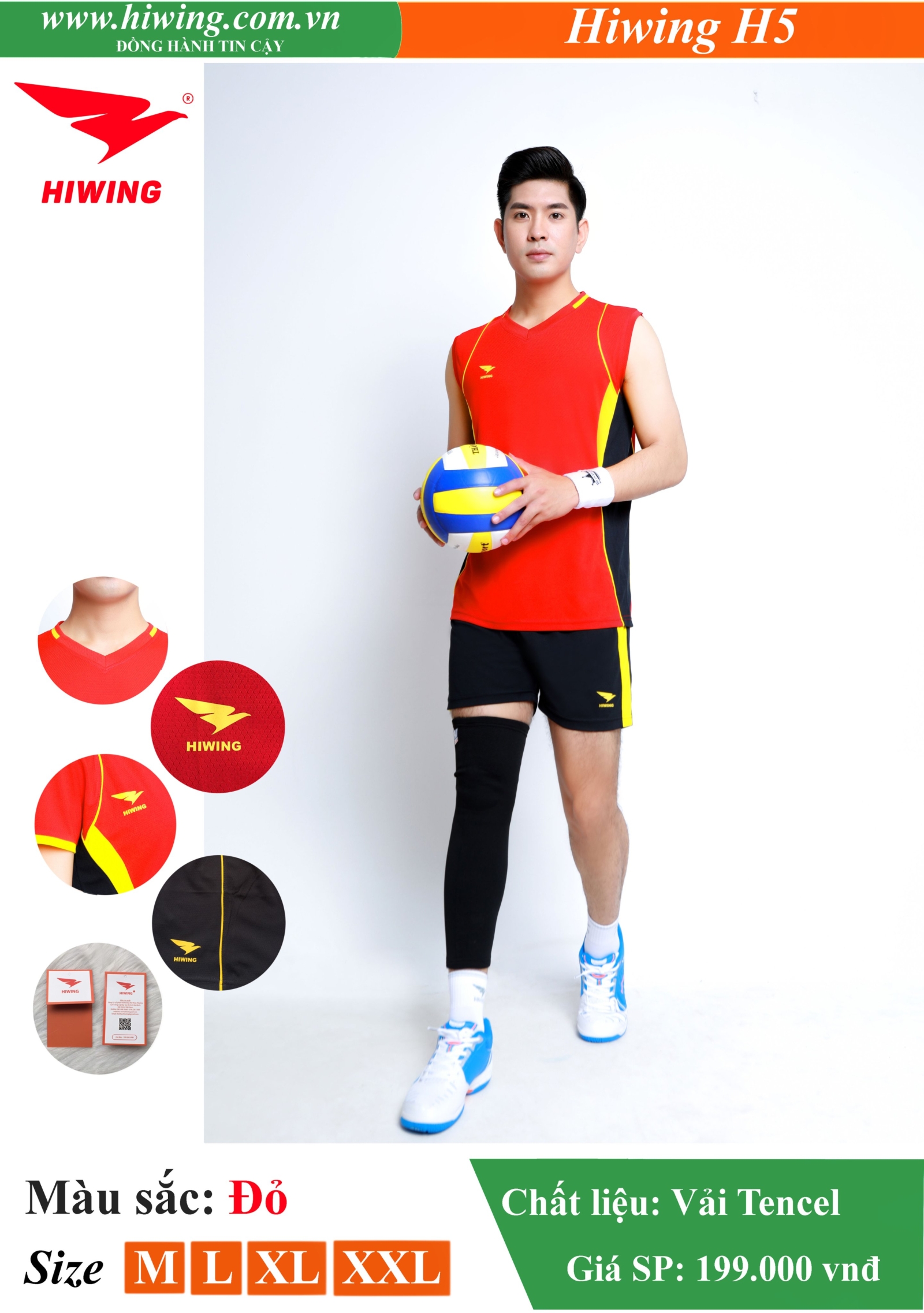 Áo bóng chuyền Nam Hiwing FIVE - H5 màu Đỏ