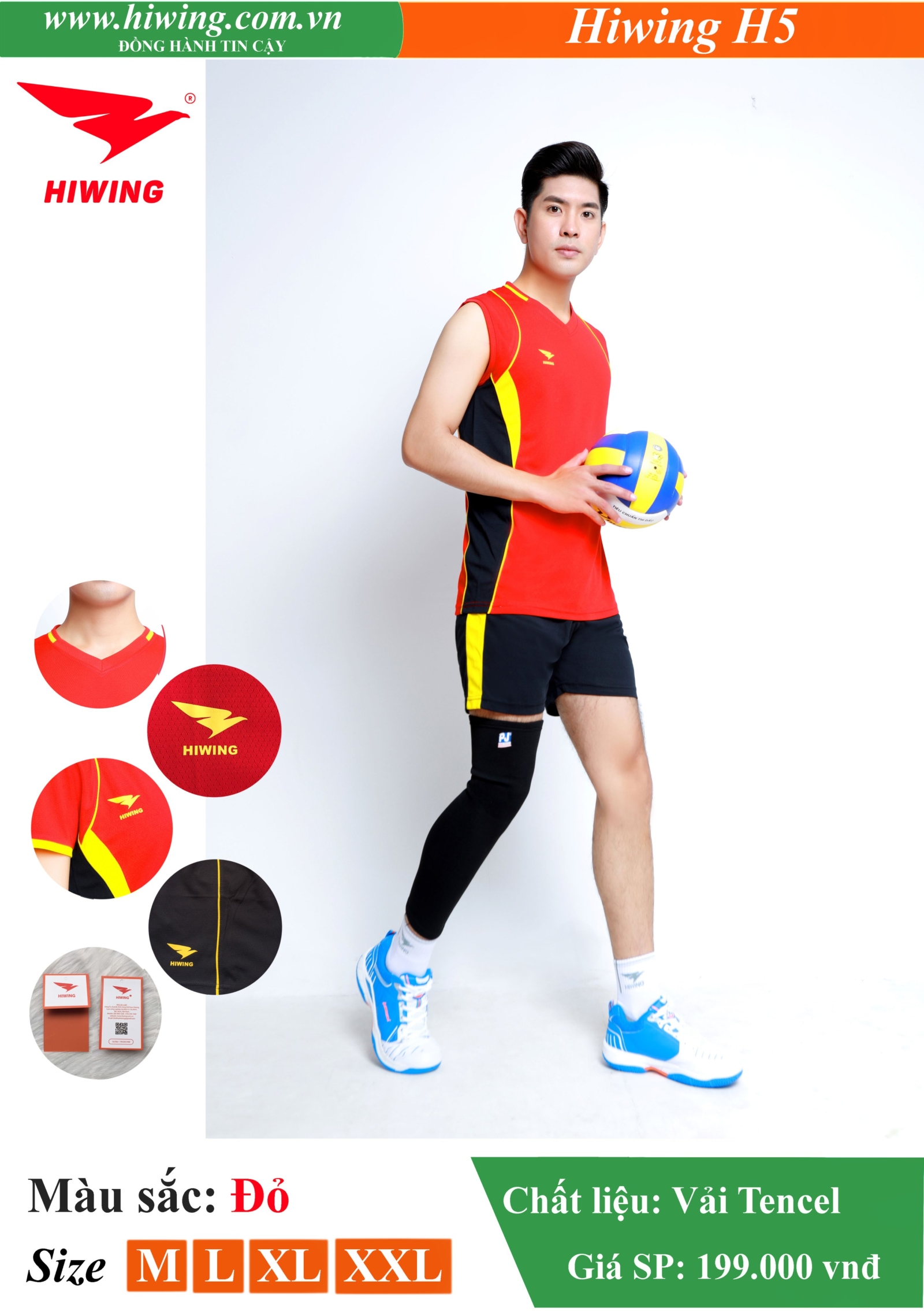 Áo bóng chuyền Nam Hiwing FIVE - H5 màu Đỏ