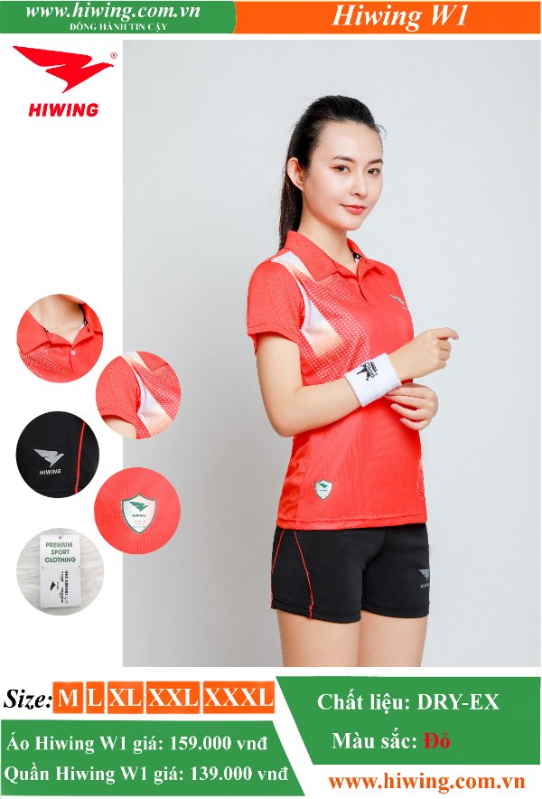 Áo cầu lông Nữ HIWING-W1 màu Đỏ