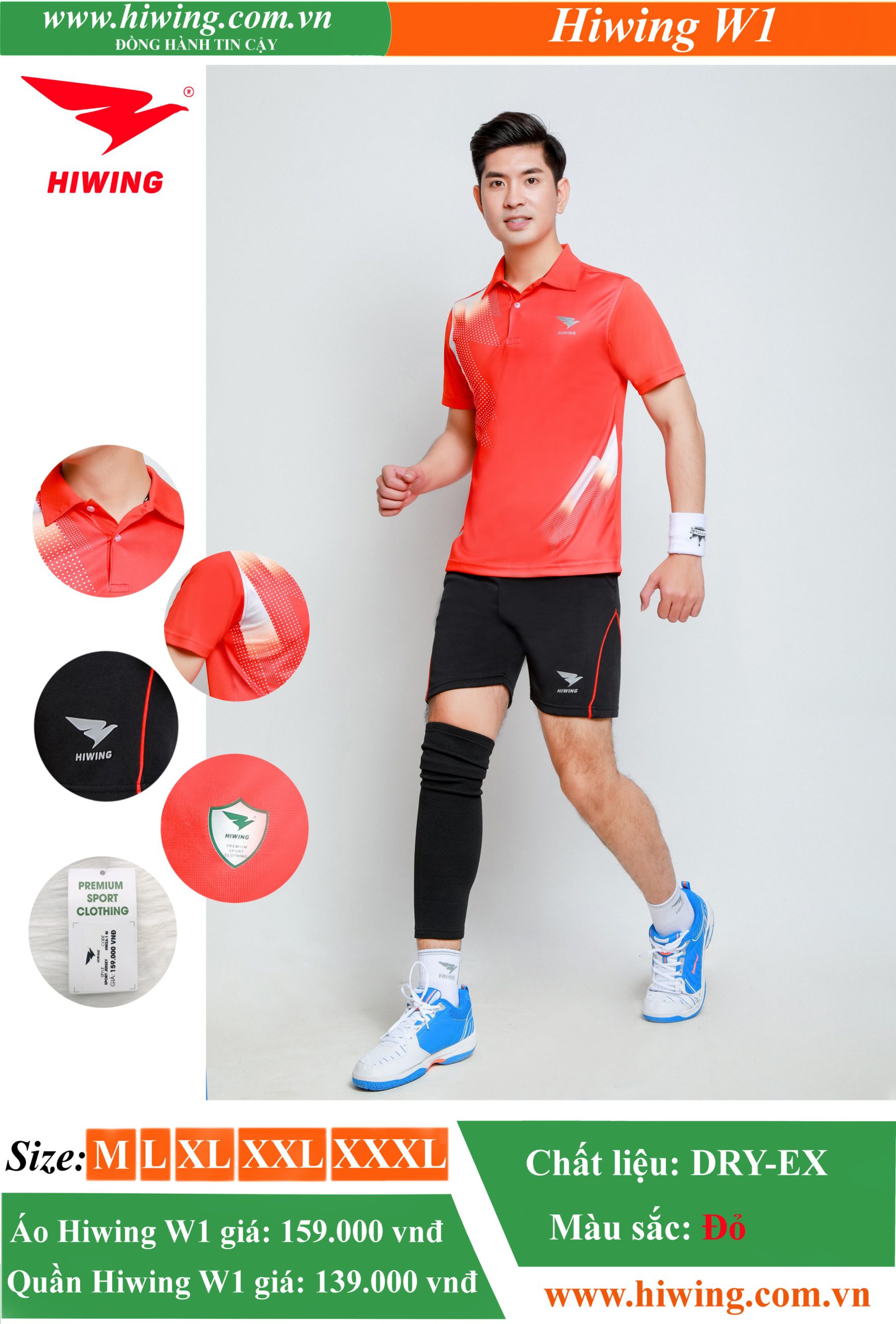 Áo cầu lông Nam HIWING-W1 màu Đỏ