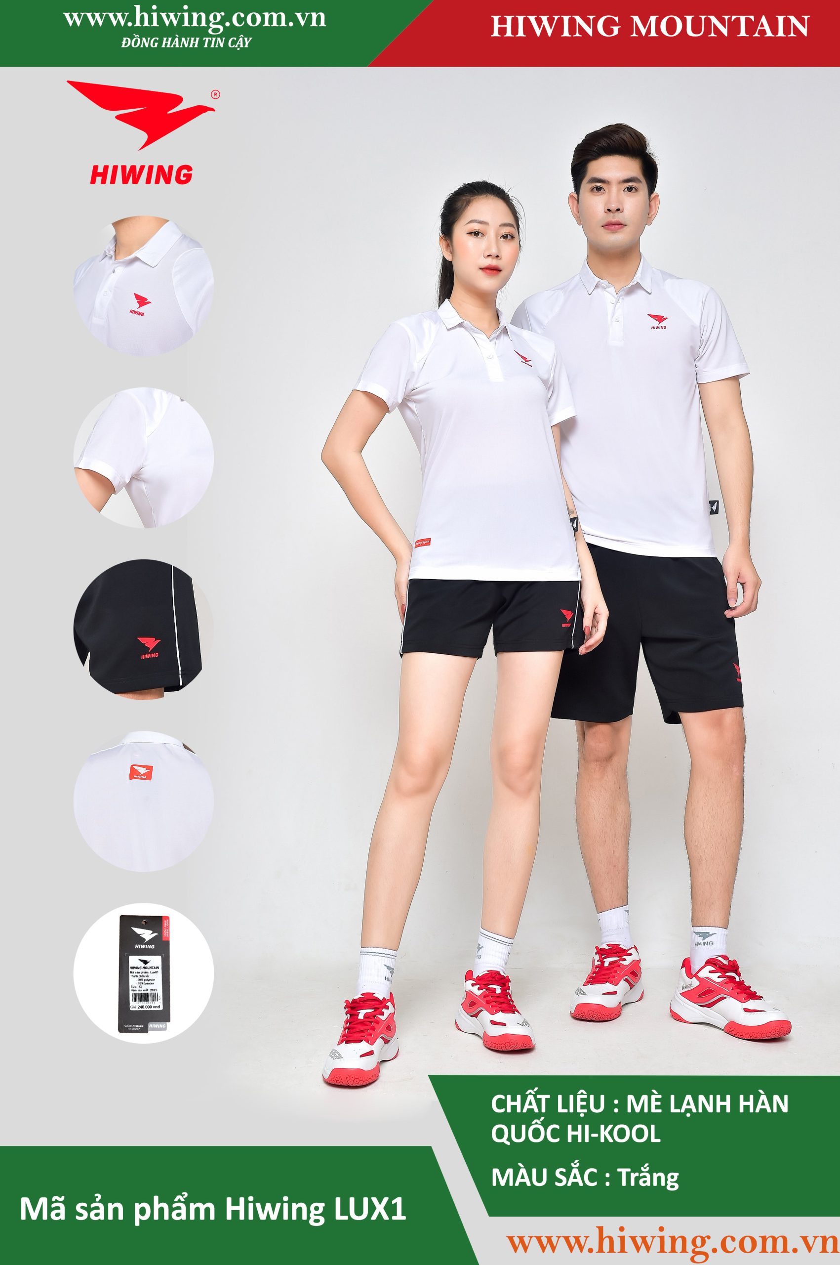 Áo cầu lông nữ chính hãng Hiwing Mountain Lux 1 màu Trắng