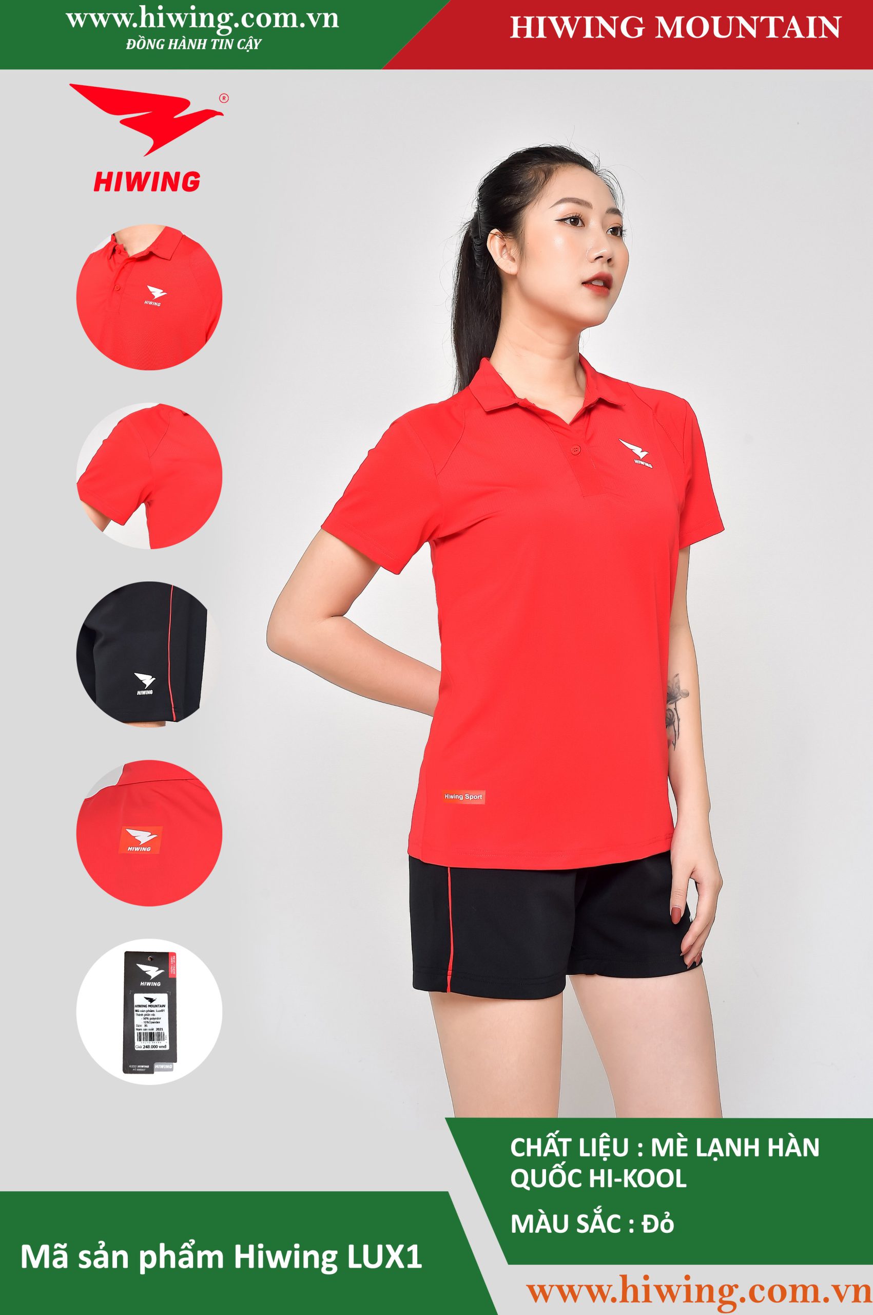 Áo cầu lông nữ chính hãng Hiwing Mountain Lux 1 màu Đỏ