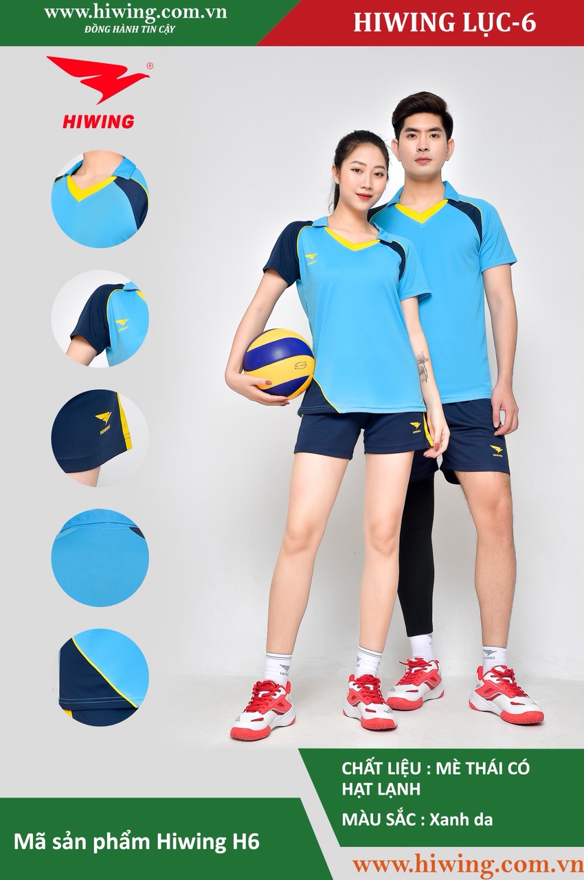 Áo bóng chuyền Nam Hiwing H6 màu Xanh Da