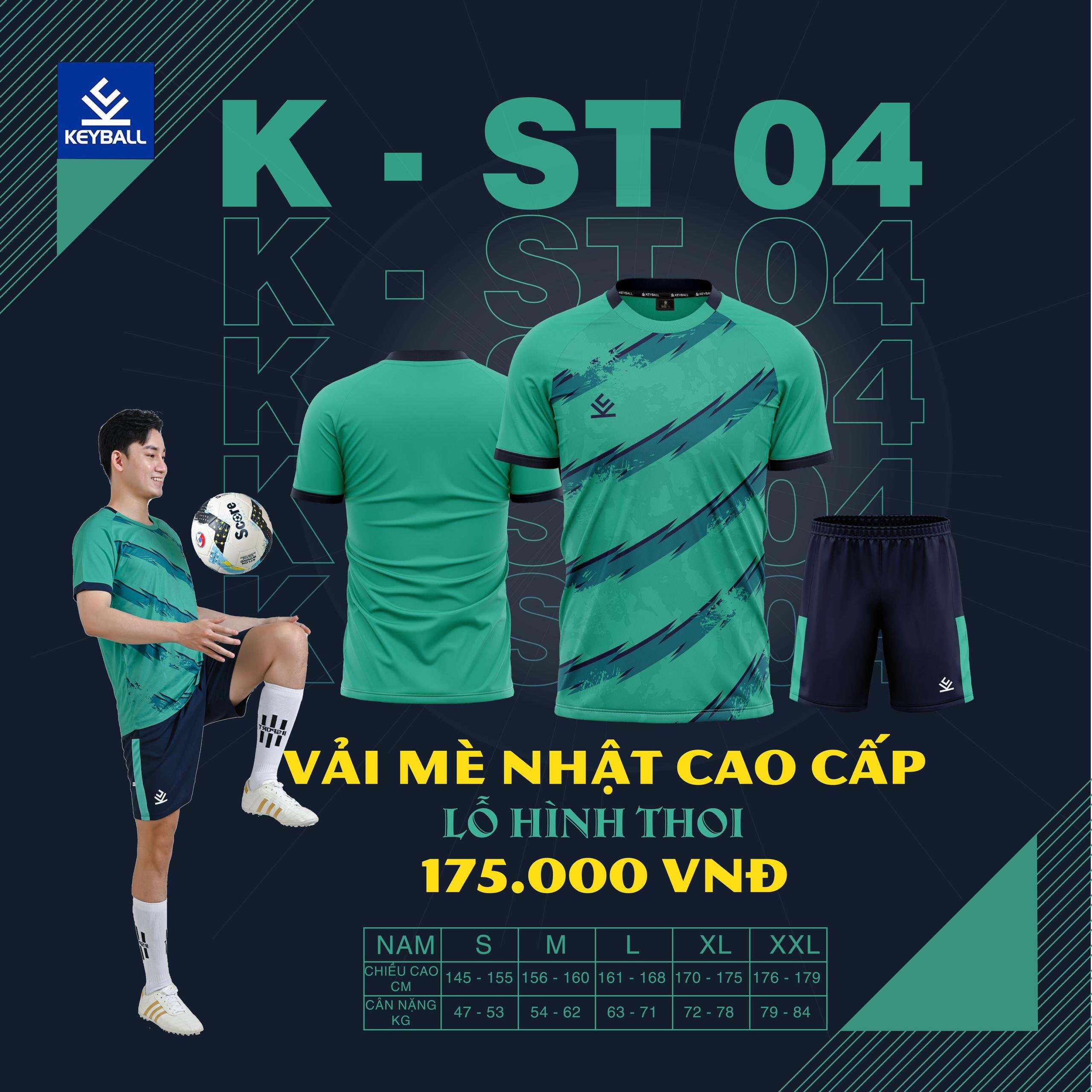 Áo bóng đá Keyball ST04 - Xanh Lá