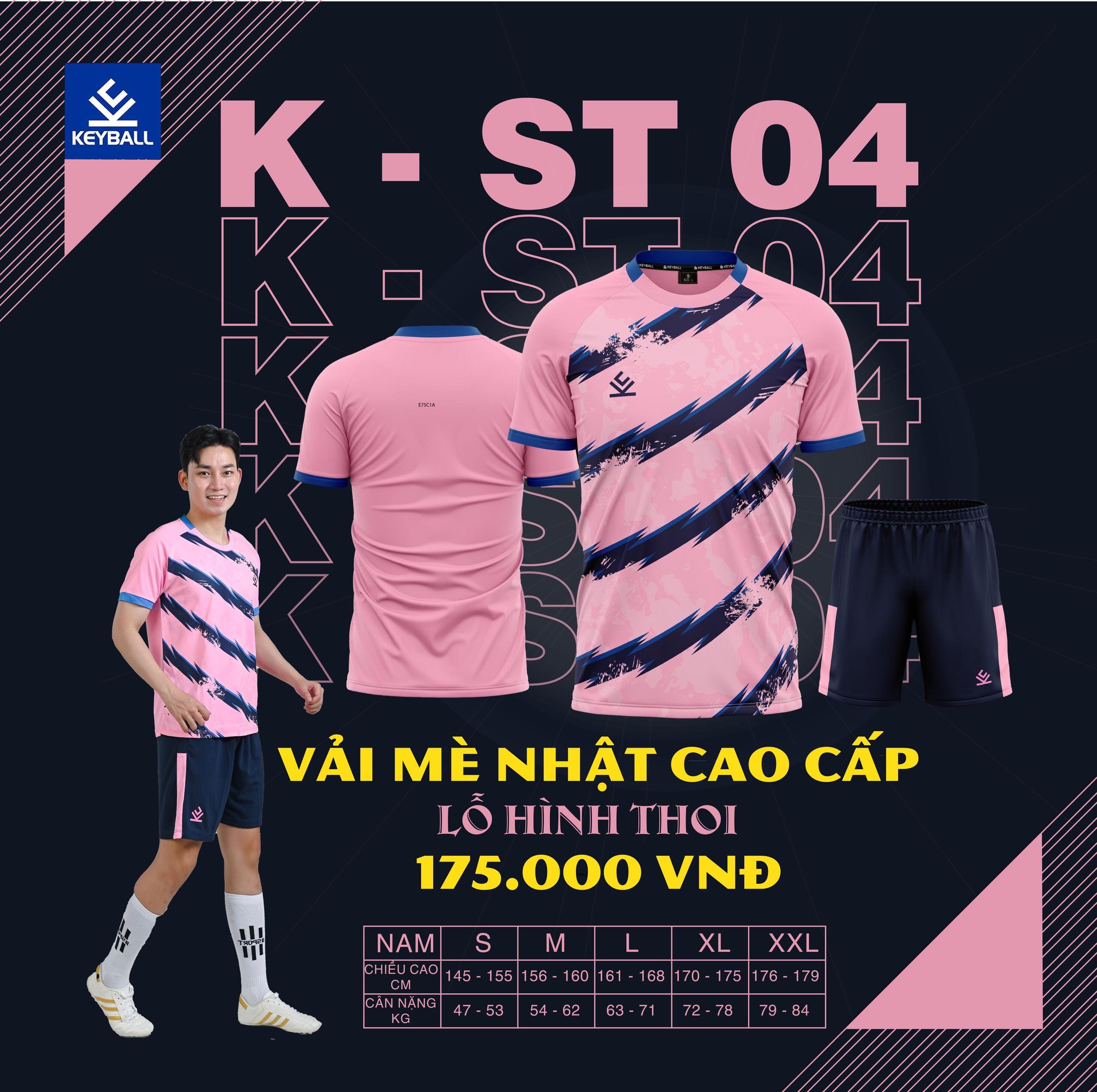 Áo bóng đá Keyball ST04 - Hồng