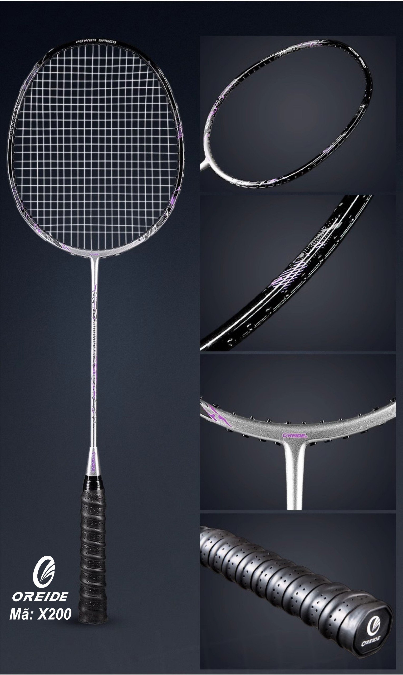 Vợt cầu lông Oreide X200 - Xám